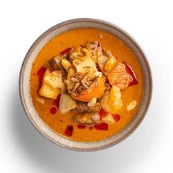 Slow Cooked Lamb in Mussaman Curry - slow cooked lamb leg with onion, potato, carrot, pineapple, roasted peanut finished with crunchy fried shallot [GF] - Narai Thai Balwyn Food Image